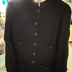 CHANEL BLACK KNITTED JACKET